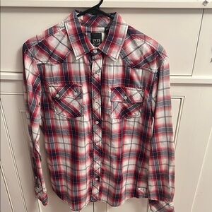 Micros Red and White Casual Button Down Shirt